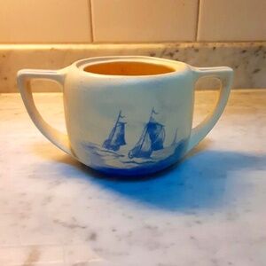Vintage Dutch Sugar Bowl Hand Painted  Cream Color No lid
